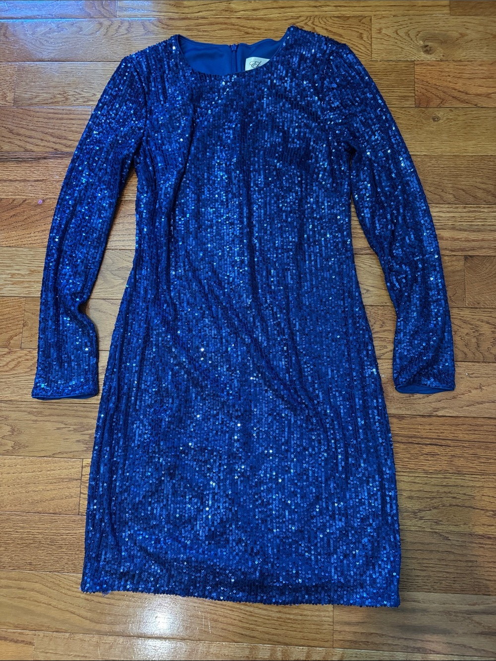 Eliza J Long-Sleeve Sequin Dress - Sapphire Blue